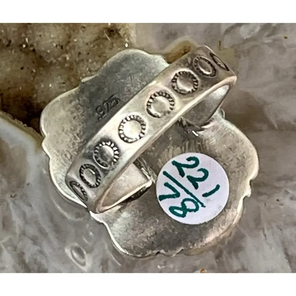Southwestern Sterling Silver Mixed Turquoise Cluster Statement Ring Adjust Size